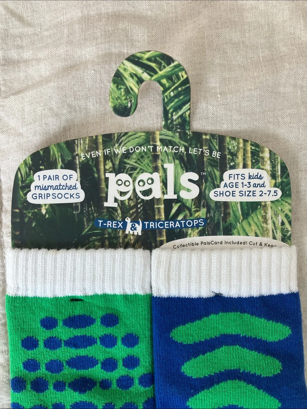 Pals Kids' Green & Blue Dinosaur Grip Socks - T-Rex & Triceratops